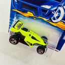2002 Hot Wheels Shock Factor 121 amarillo fluorescente SB base ZAMAC