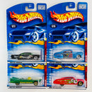 2001 Hot Wheels Monsters Series Colección Set de 4 - 59 Impala, Tail Dragger, 59 Cadillac, Purple Passion