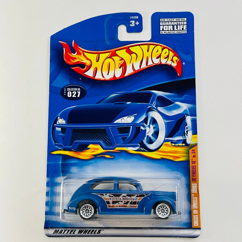 2000 Hot Wheels Circus on Wheels Series Fat Fendered 40 Ford azul LW base ZAMAC