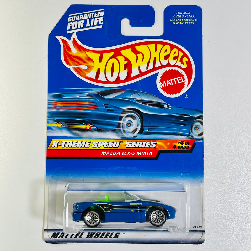 1999 Hot Wheels X-Treme Speed Series Mazda MX-5 Miata azul LW
