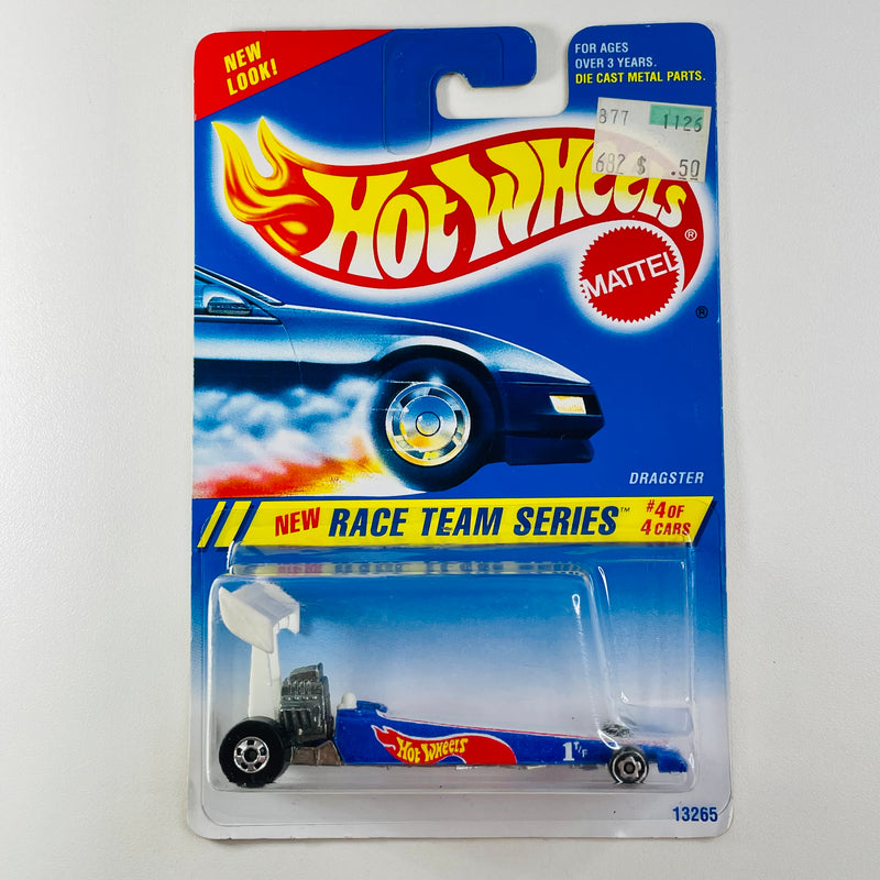1995 Hot Wheels Race Team Series Dragster azul metálico BW base ZAMAC