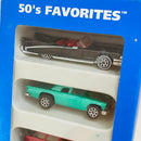 1996 Hot Wheels 50's Favorites 5 Pack Set de 5 - 59 Caddy, Ford 57 T-Bird, 55 Chevy Classic Nomad, Chevy 56 Flashsider, 57 Chevy