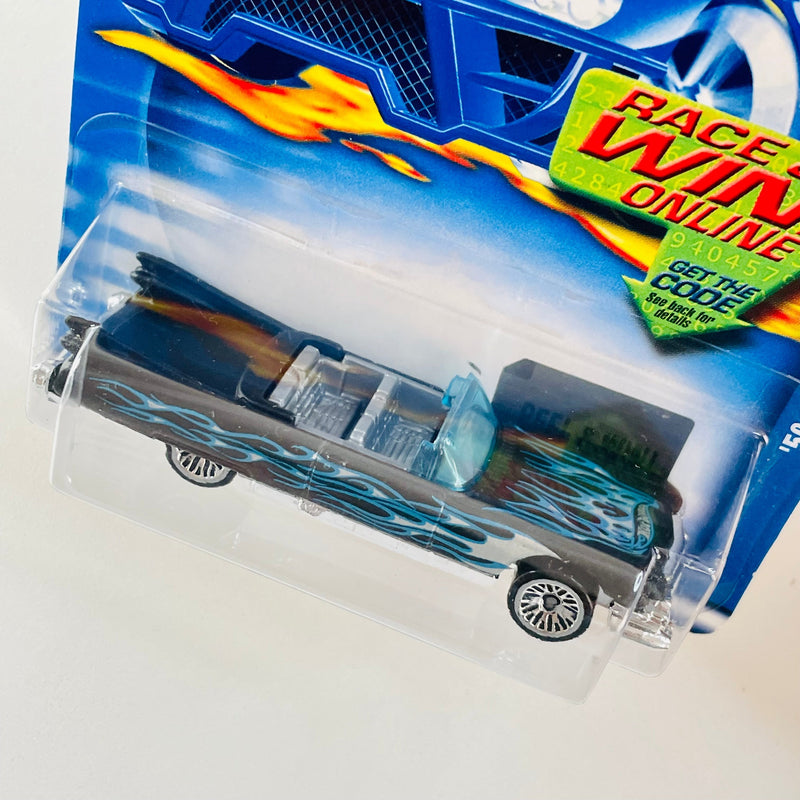 2002 Hot Wheels 59 Cadillac 208 negro con flamas LW