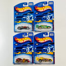 2001 Hot Wheels Extreme Sports Series Colección Set de 4 - MX-48 Turbo, Double Vision, Twin Mill II, Ford Probe Funny Car
