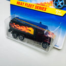 1997 Hot Wheels Heat Fleet Series Colección Set de 4 - Police Cruiser, School Bus, Peterbilt Tank Truck, Ramblin' Wrecker