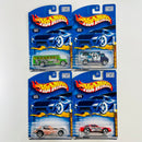 2001 Hot Wheels Fossil Fuel Series Colección Set de 4 - School Bus, Ambulance, Pontiac Firebird Funny Car, Chevrolet Camaro Z-28