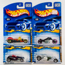 2001 Hot Wheels Skull & Crossbones Colección Set de 4 - Rigor Motor, Blast Lane, Deuce Roadster, Screamin' Hauler