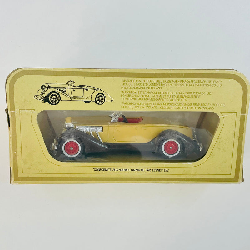 1978 Matchbox Lesney 1:43 Models of Yesteryear 1933 Auburn 851 Supercharged Speedster dorado Llantas de Goma de Inglaterra - Escala 1:43