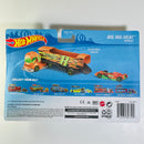 2019 Hot Wheels Super Rigs Big Rig Heat con F1 Racer naranja OH5