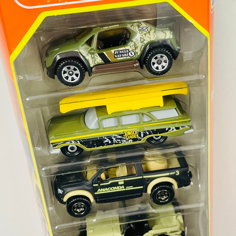 2022 Matchbox City Adventure III 5 Pack Set de 5 - Malibu Marauder, 1959 Chevy Wagon, 2010 Ford F-150 SVT Raptor, Willys Jeep, 1965 Land Rover Gen II