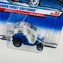 1999 Hot Wheels First Editions Tee'd Off azul con interior blanco 5SP base ZAMAC Primera Edición