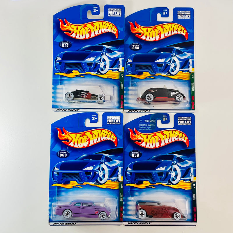 2001 Hot Wheels Rat Rods Series Colección Set de 4 - Track T, 33 Ford Roadster, Phaeton, Shoe Box 49 Ford