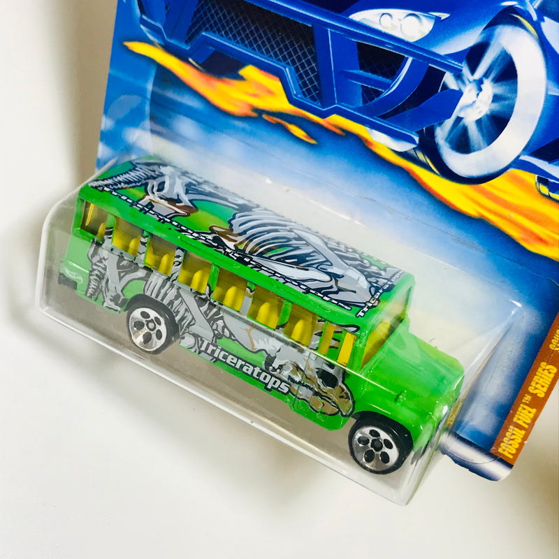 2001 Hot Wheels Fossil Fuel School Bus 041 verde 5DOT