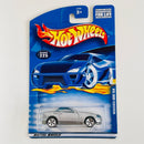 2001 Hot Wheels Mercedes Benz SLK 225 plata metálico 5DOT base ZAMAC