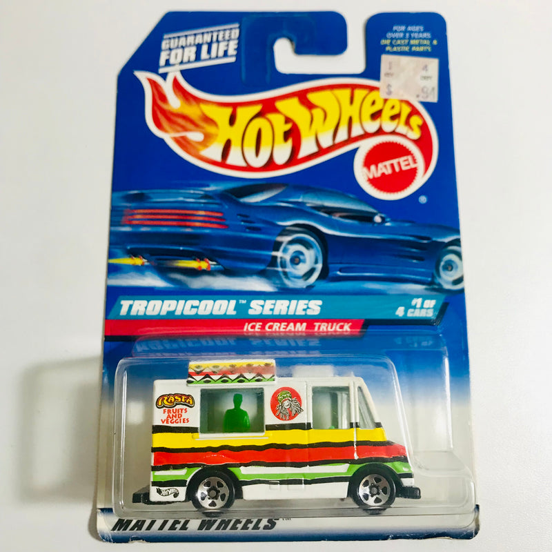 1998 Hot Wheels Tropicool Series Ice Cream Truck blanco 5SP variante tampo logo negro de Hot Wheels