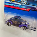 1999 Hot Wheels Pinstripe Power Series 34 Ford 3-Window morado 5SP base ZAMAC