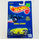 1993 Hot Wheels Double Demon 199 amarillo UH base ZAMAC variante Logo Invertido en el Chasis