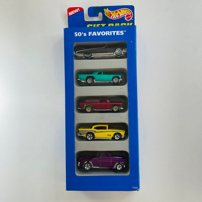 1996 Hot Wheels 50's Favorites 5 Pack Set de 5 - 59 Caddy, Ford 57 T-Bird, 55 Chevy Classic Nomad, Chevy 56 Flashsider, 57 Chevy