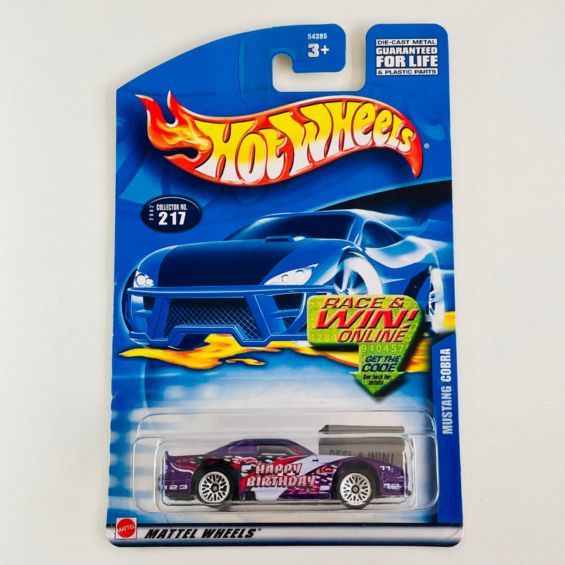 2002 Hot Wheels Ford Mustang Cobra 217 morado metálico LW