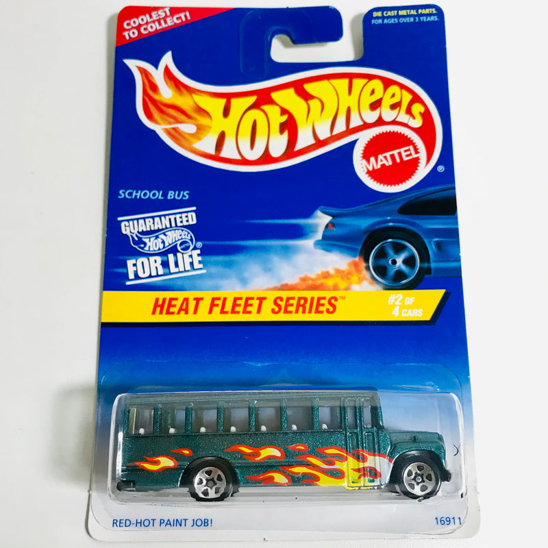 1997 Hot Wheels Heat Fleet Series School Bus verde 5SP