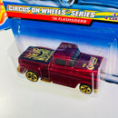 2000 Hot Wheels Circus on Wheels Series Colección Set de 4 - Chevy 56 Flashsider, 32 Ford Delivery, Fat Fendered 40 Ford, Dairy Delivery