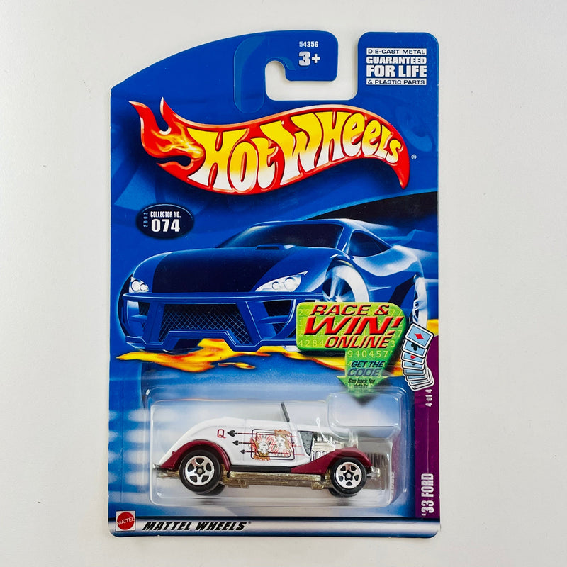2002 Hot Wheels Trump Cars 33 Ford 074 blanco 5SP base ZAMAC
