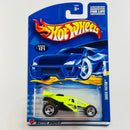 2002 Hot Wheels Shock Factor 121 amarillo fluorescente SB base ZAMAC