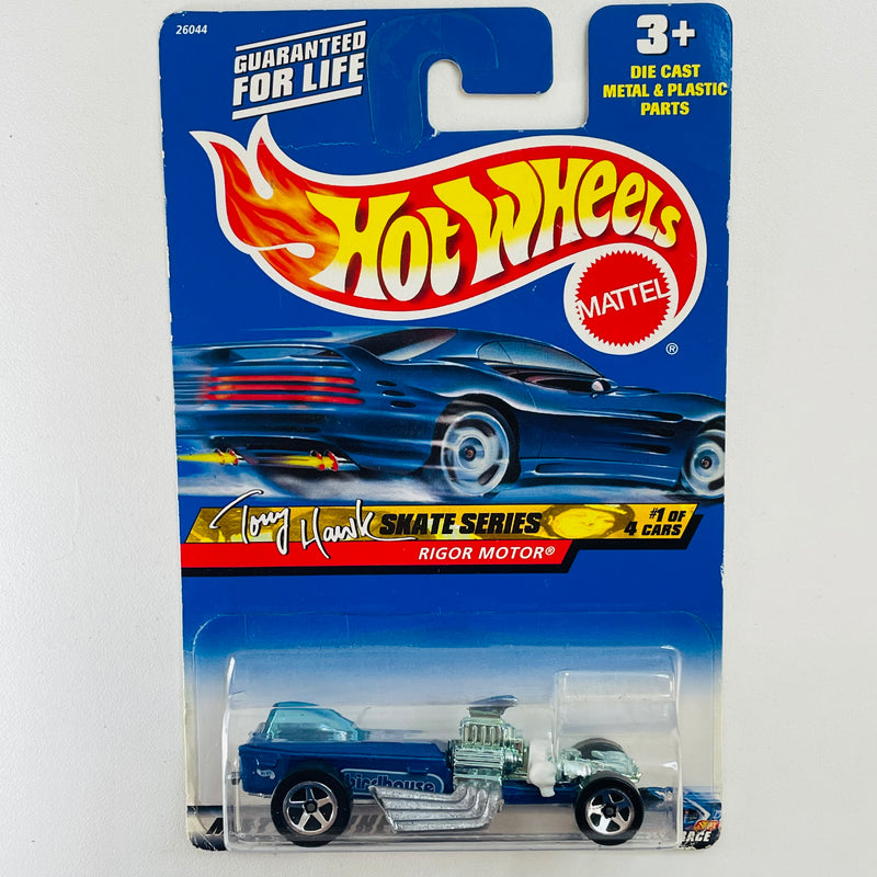 2000 Hot Wheels Tony Hawk Skate Series Rigor Motor azul metálico 5SP Blíster 90s
