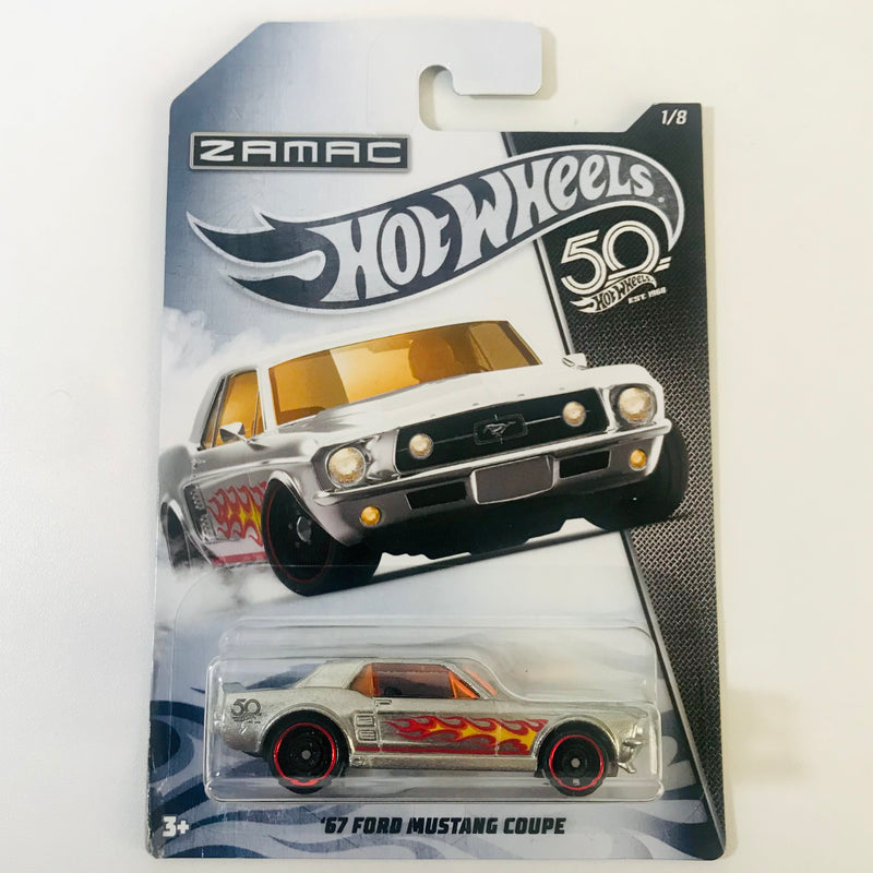 2018 Hot Wheels 50 Aniversario Zamac Flames 67 Ford Mustang Coupe ZAMAC DD8