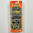 2022 Matchbox City Adventure III 5 Pack Set de 5 - Malibu Marauder, 1959 Chevy Wagon, 2010 Ford F-150 SVT Raptor, Willys Jeep, 1965 Land Rover Gen II