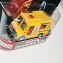 2018 Hot Wheels Retro Entertainment Marvel Deadpool Chimichanga Truck amarillo Llantas de Goma RR base ZAMAC