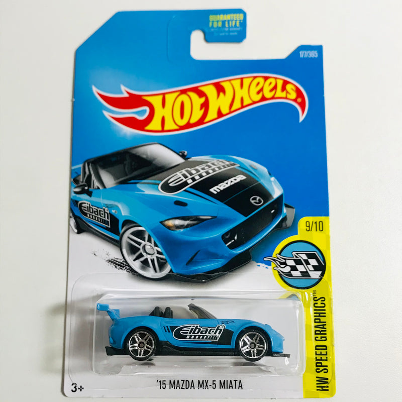 2017 Hot Wheels HW Speed Graphics 15 Mazda MX-5 Miata azul PR5