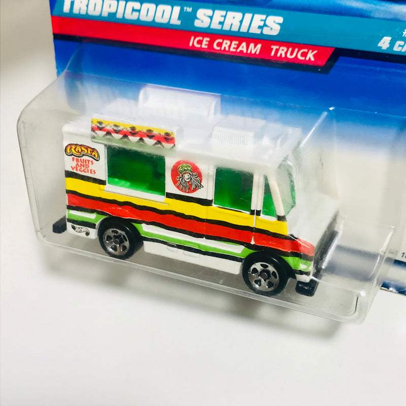 1998 Hot Wheels Tropicool Series Ice Cream Truck blanco 5SP variante tampo logo negro de Hot Wheels