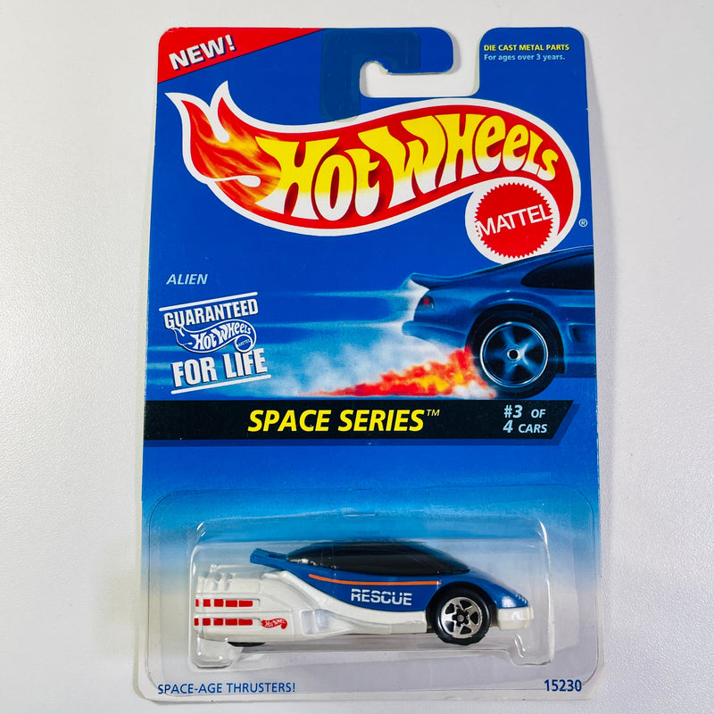 1996 Hot Wheels Space Series Alien azul con blanco 5SP base ZAMAC