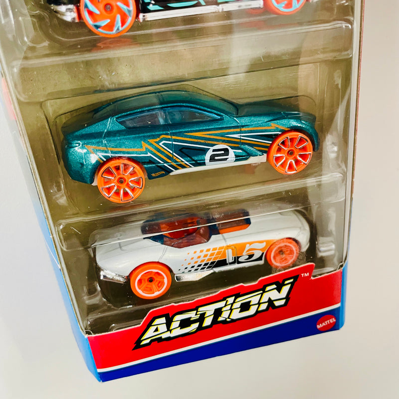2022 Hot Wheels Action 5 Pack Set de 5 - Hi Beam, Chill Mill, GT Hunter, Grand Cross, RRRoadster