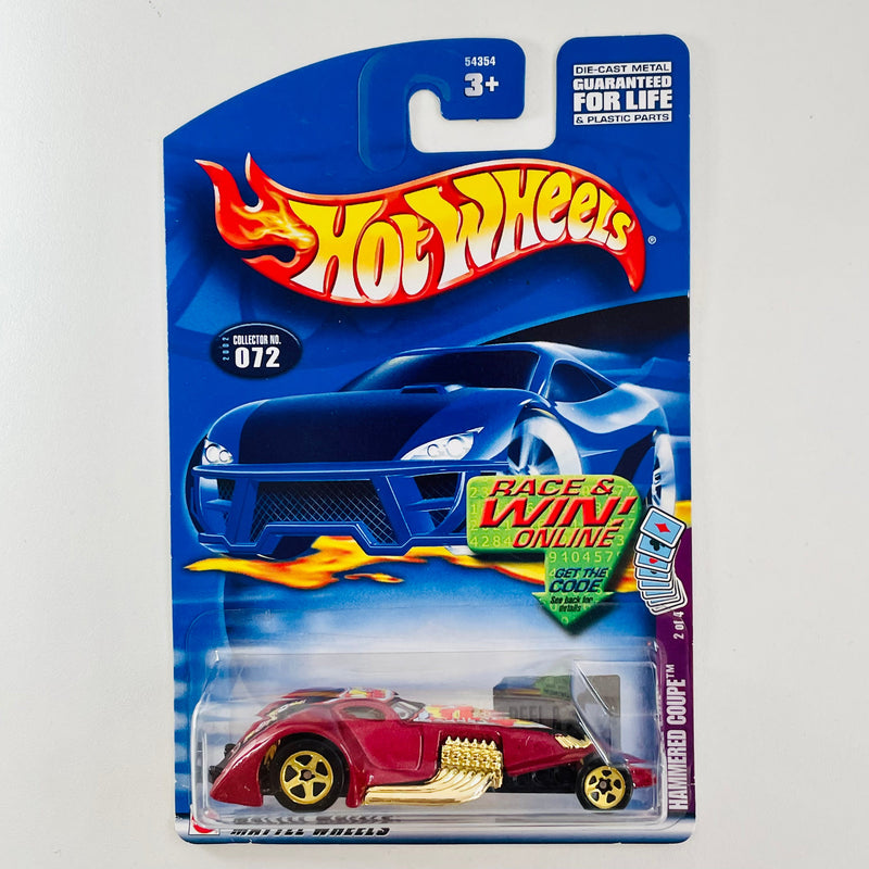 2002 Hot Wheels Trump Cars Hammered Coupe 072 rojo 5SP