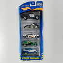 2001 Hot Wheels Police Cruisers 5 Pack Set de 5 - Dodge Power Wagon, Scorchin' Scooter, Police Car, Enforcer, Jeep Jeepster