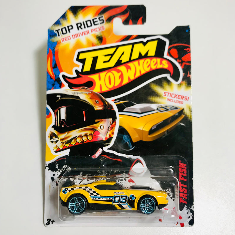 2012 Hot Wheels Team Top Rides Red Driver Fast Fish amarillo PR5 con Stickers