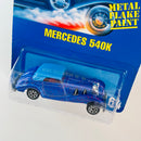 1995 Hot Wheels Mercedes 540K 164 azul metálico 7SP base ZAMAC