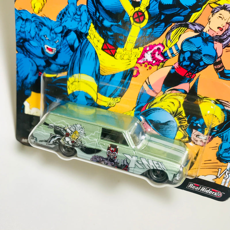 2019 Hot Wheels Pop Culture X-Men 64 Chevy Nova Delivery gris Llantas de Goma RR base ZAMAC