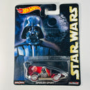 2015 Hot Wheels Pop Culture Star Wars Darth Vader Spoiler Sport negro Llantas de Goma RR redline base ZAMAC