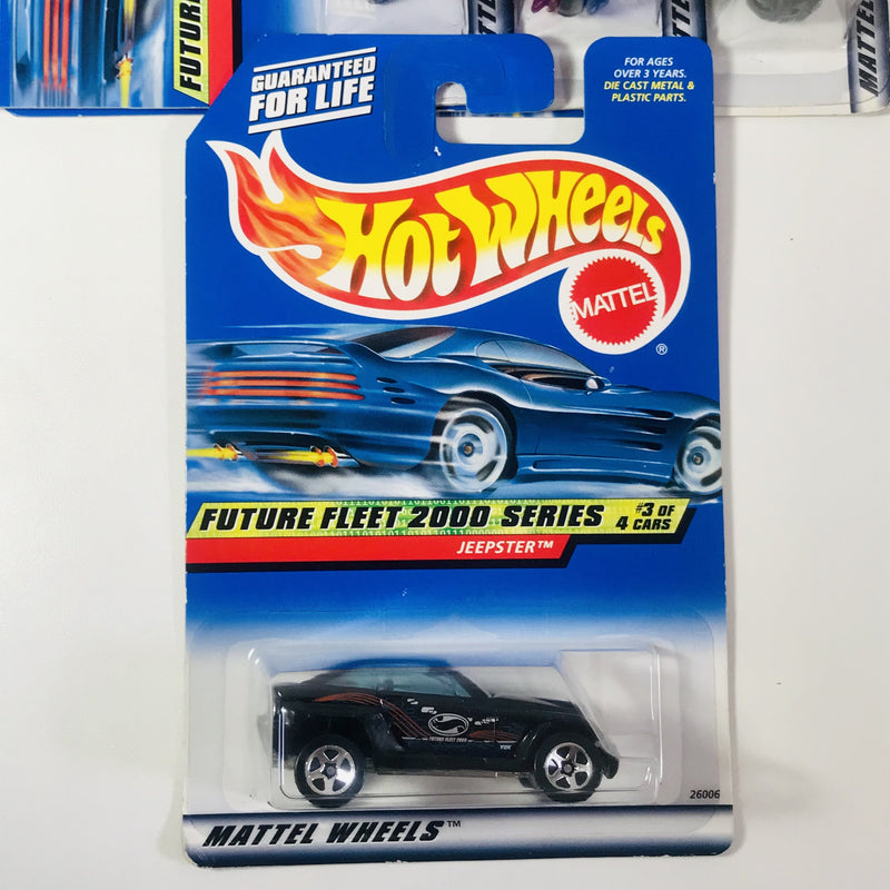 2000 Hot Wheels Future Fleet 2000 Series Colección Set de 4 - Ford GT-90, Pontiac Rageous, Jeep Jeepster, Chrysler Thunderbolt