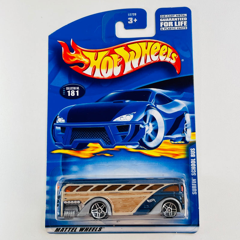 2001 Hot Wheels Surfin' School Bus 181 azul metálico PR5