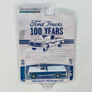 2022 Greenlight Ford Trucks 100 Years Limited Edition 1976 Ford F-150 Ranger XLT blanco con azul Llantas de Goma