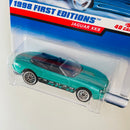 1998 Hot Wheels First Editions Jaguar XK8 verde metálico LW variante Tarjeta Auto Azul