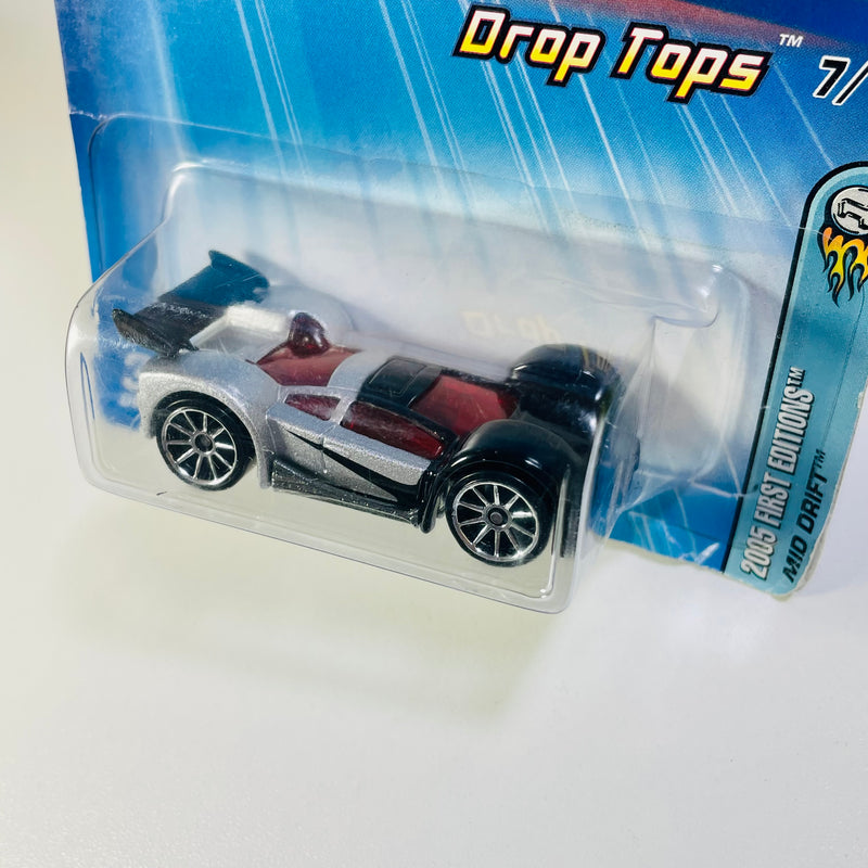 2005 Hot Wheels Drop Tops First Editions Mid Drift 027 plata 10SP base ZAMAC