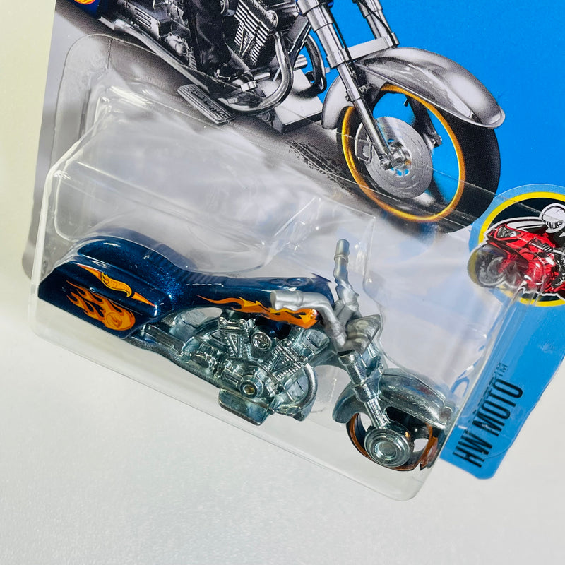 2016 Hot Wheels Treasure Hunt HW Moto Bad Bagger azul metálico MC3 base ZAMAC