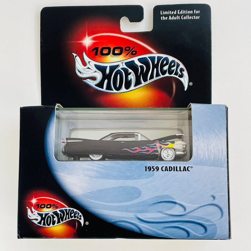 2001 Hot Wheels 100% Black Box Limited Edition 1959 Cadillac Eldorado negro Llantas de Goma RR