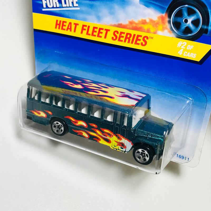 1997 Hot Wheels Heat Fleet Series School Bus verde 5SP