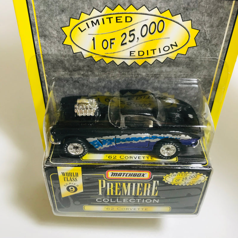1996 Matchbox Premiere Collection World Class 62 Corvette Edición Limitada 1/25,000 negro Llantas de Goma